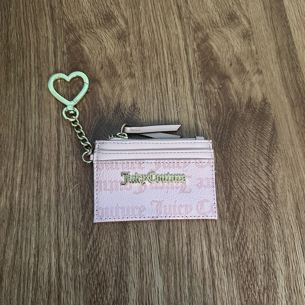 Juicy Couture Light Pink Card Holder with Gold Heart Charm